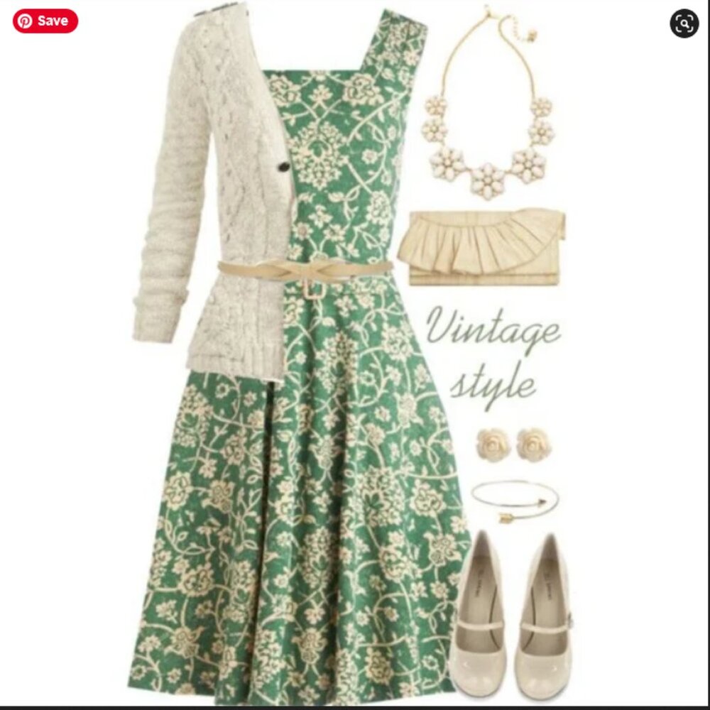 Effie's Heart Gloria Small Green Floral Dress With Pockets